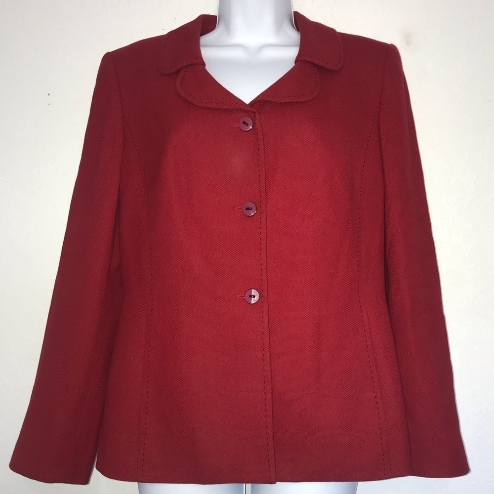 Preston & York Silk Blend Textured Red Women Jacket 10*
